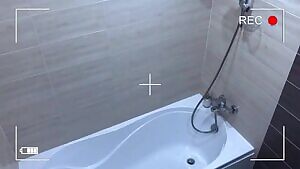 Watched the stepsister in the bathroom from a hidden camera