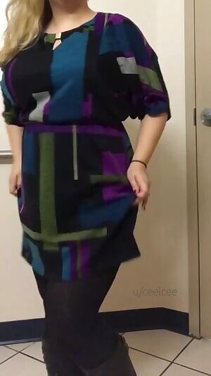 Black tights under my dress at work