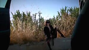 Crazy Mature masturbating in public