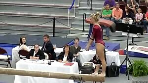 Gymnast with a bouncy celebration