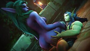 Tyrande Whisperwind riding cowgirl,