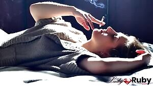 Deep drag with lots of residual exhales !