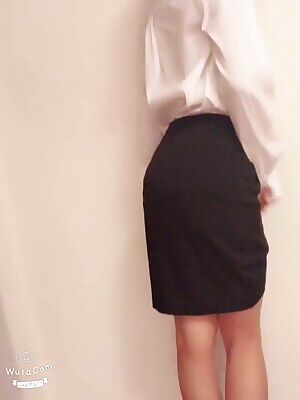 Cute in work skirt