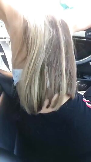 My wife getting out the car so perfectly I had to share.