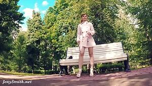 Flashing with people sitting in the park