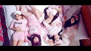RED VELVET in bed in pink PJs