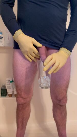 Male Pissing Cock Latex Gloves Piss