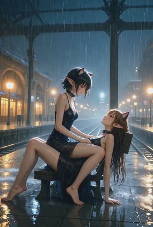 Girl on Girl Ai Generated Catgirl Cute