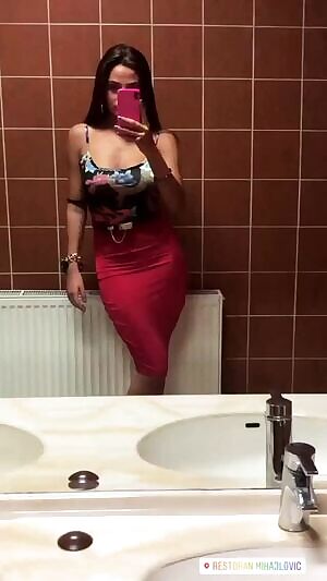 Amazing ass in tight red dress