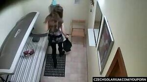 18 Years Old Chick Playing With her Pussy in Solarium