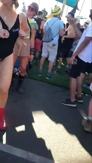 Hot girl squirts tit milk at fellow festival goers