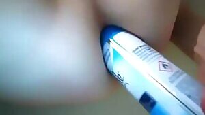 Gay Boy Fucks Himself With Spray Can Dildo