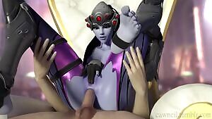 Widowmaker rubbing herself while getting her butt fucked