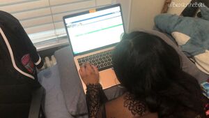 Finishing her homework while I finish inside her