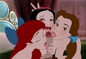 Ariel, Belle and Snow White are having fun
