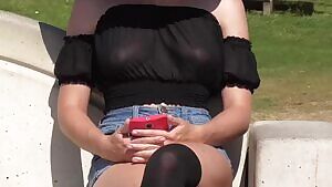 Sheer top while outside