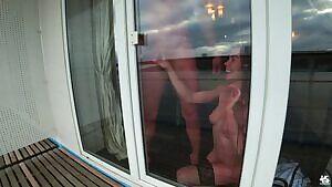 Mia licks the cum from her back door