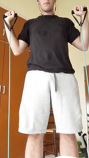 working out. nothing at all under these shorts.