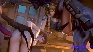 Monsters taking care of Mercy and Dva