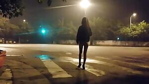 Bottomless walk with a few cars around at night