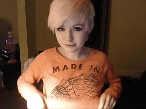 Pale blonde camgirl