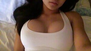 Squeezing my big tits together