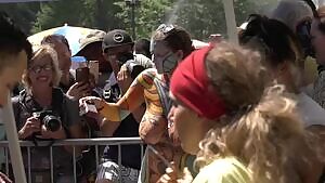 Body paint girl in motion