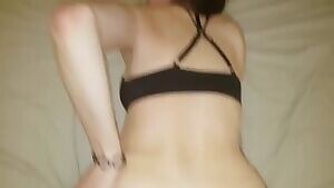 Gaping girlfriend from behind with my dick so that everyone can see inside her.