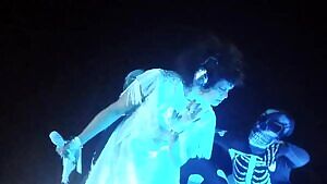 Pervertedly filming up incredibly beautiful desirable goddess Régine Chassagne’s lovely white bridal dress. Erotically seducing the crowd with her naughty visible luxurious panties. Loving to be sexually provocative on stage. Wanting men to sinfully act upon their forbidden desires for her.