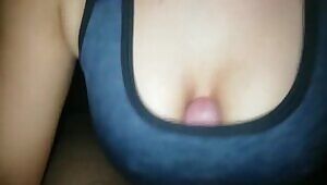 Amazing cumshot during titfuck with bra