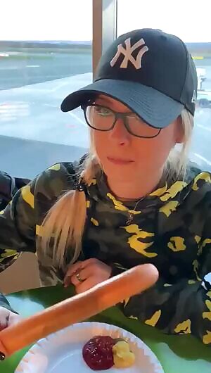 Deepthroating a sausage in public. Do I have your attention. HMC while i show you my talent. Pornstar Mia Julia.