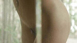 Beautiful body with amazing natural tits under the shower