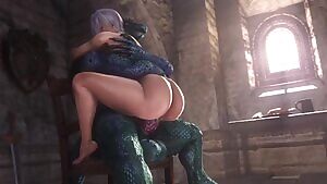 Ivy riding Lizardman