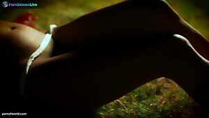 Sandra Romain smokes a cigarette and masturbates in the public park