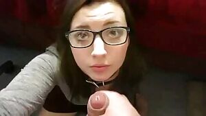 On her nose and glasses