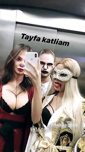 selfie in a lift before going to halloween party