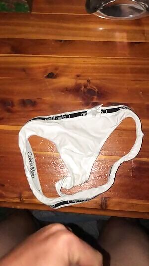 Cumming On Heydon's White Calvin Klein Thong!!!!