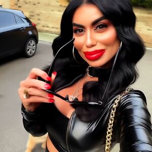 Makeup Fetish Bimbo Brunette Glasses Latex