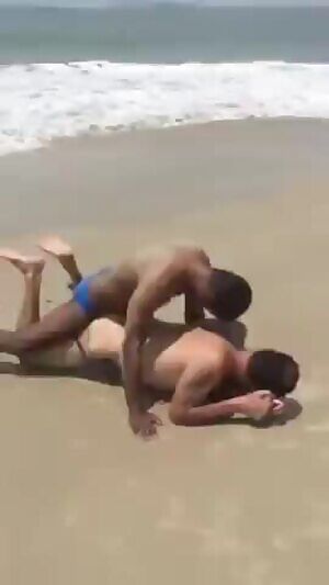 Black Aquaman Breeding Daddy On Beach