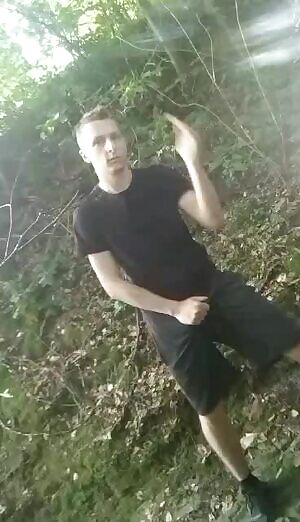 Jerking it in a forest