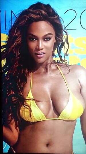 Tyra Banks takes a MONSTER LOAD OF HOT CUM to her perfect titties and gorgeous face!!!!