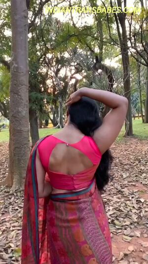 Trans Selfcum Indian Muscular Girl Saree