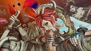 Lilith sucking off Zer0 while Moxxi watches