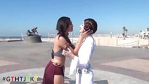 Slave Leia and Princess Leia getting to know each other