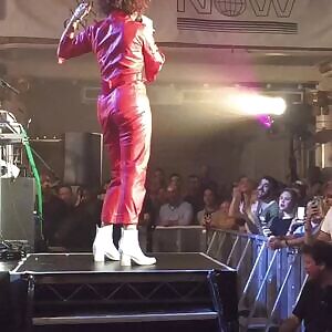 Naughty goddess Régine Chassagne greatly enjoys to show of her glorious enormous juicy fat ass, on stage. Together with always being completely naked underneath her tight sensual erotic outfits. Knowing it’s driving all the black men in the audience totally wild. Not being able to get enough of her.