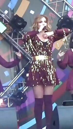 Busty blonde on stage