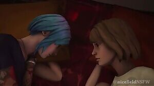 Chloe Price and Max Caulfield making out in bed