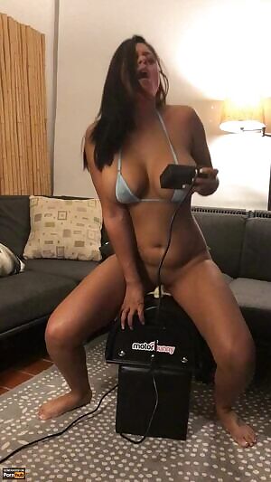 Sybian - Standing Orgasm & big bouncing tits