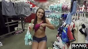 Flashing her big tits at Target