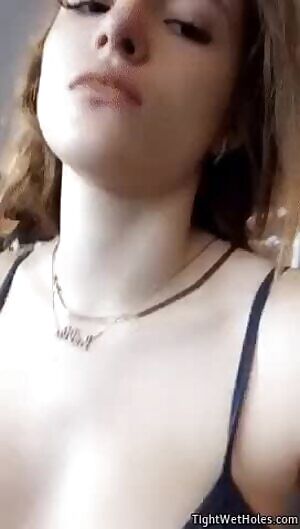 Bella looking all around the gym, stomping her feet to make her tits bounce, and pouting her mouth for us